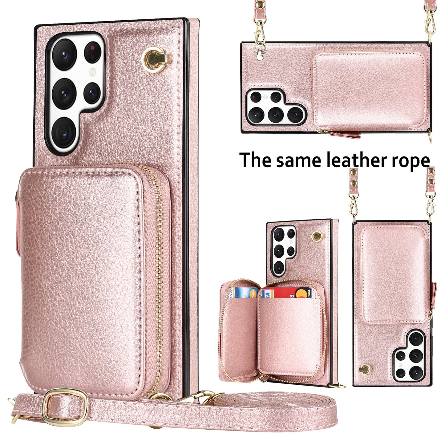 New Crossbody Zipper Wallet Leather Phone Case for Samsung