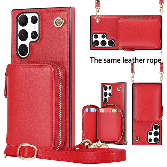 New Crossbody Zipper Wallet Leather Phone Case for Samsung