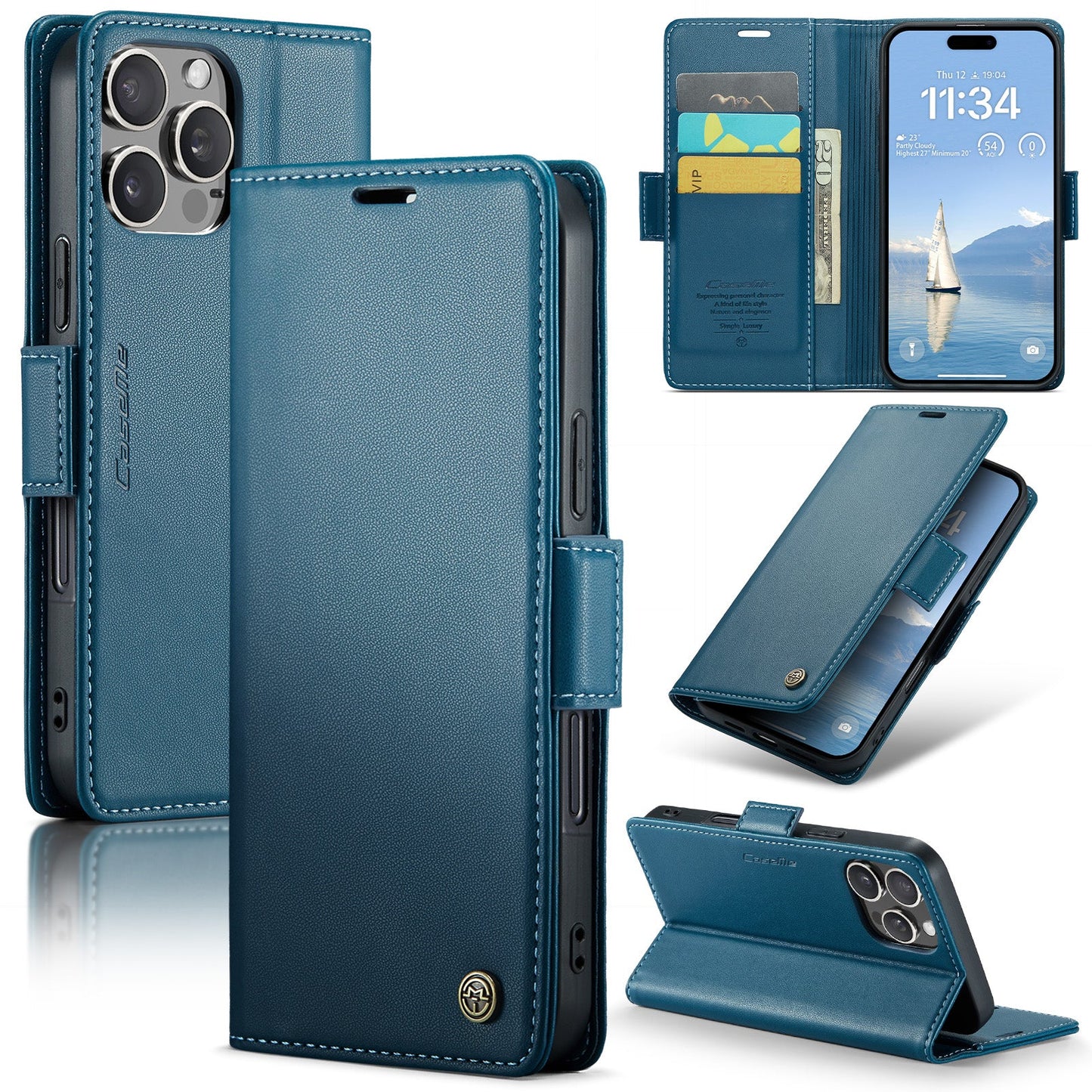 New RFID Blocking Card Holder Wireless Charging Phone Case for iPhone 16 Pro Max