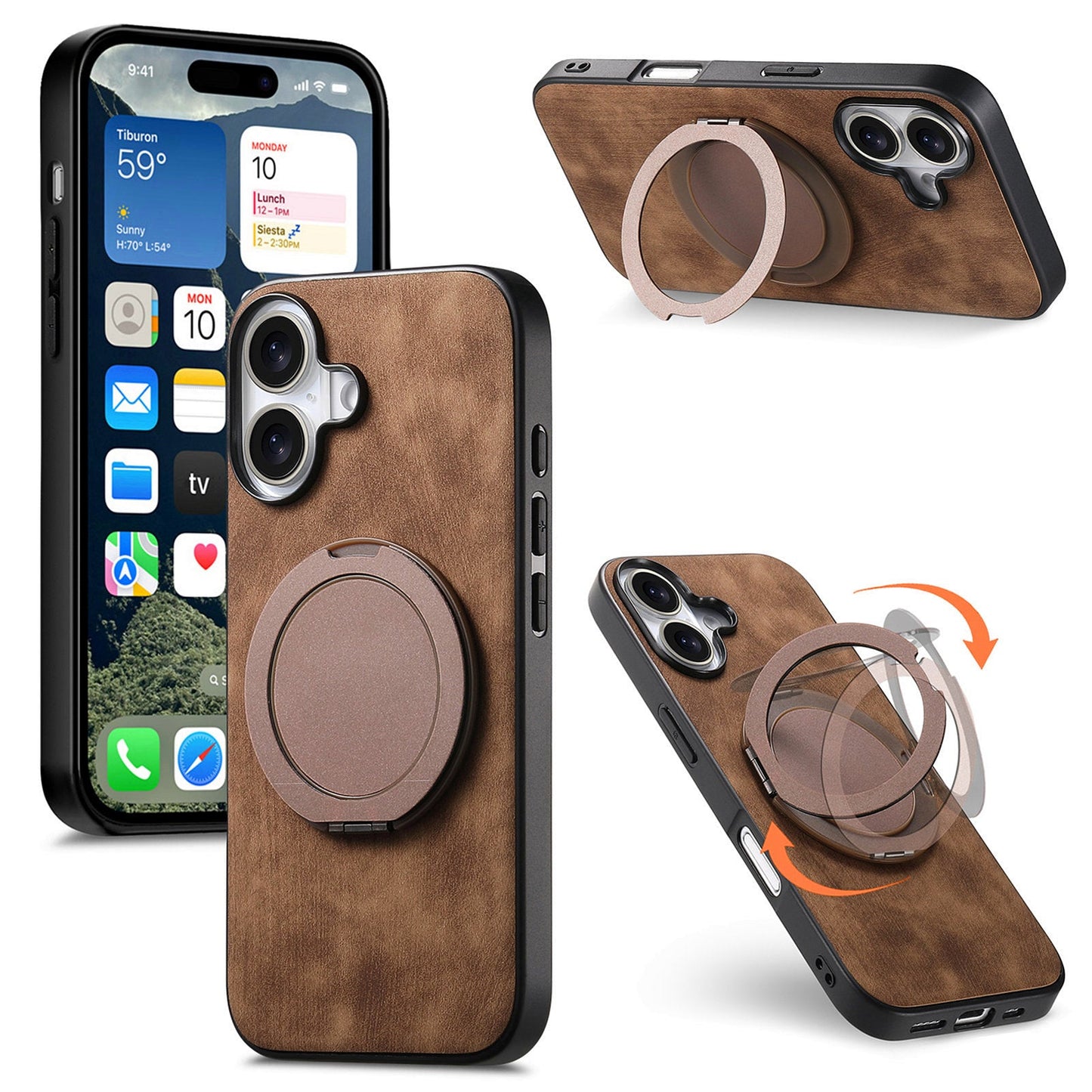 New Round Rotating Magnetic Ring Phone Case for iPhone
