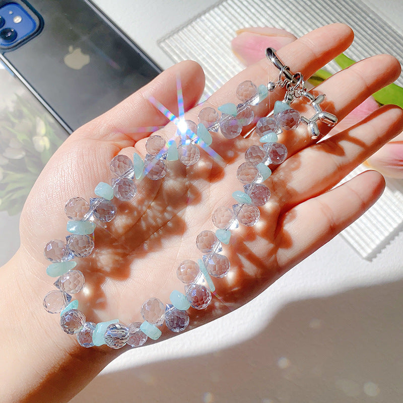 New Bling Rhinestone Strawberry Phone Lanyard Keychain Crystal Chain Pendant
