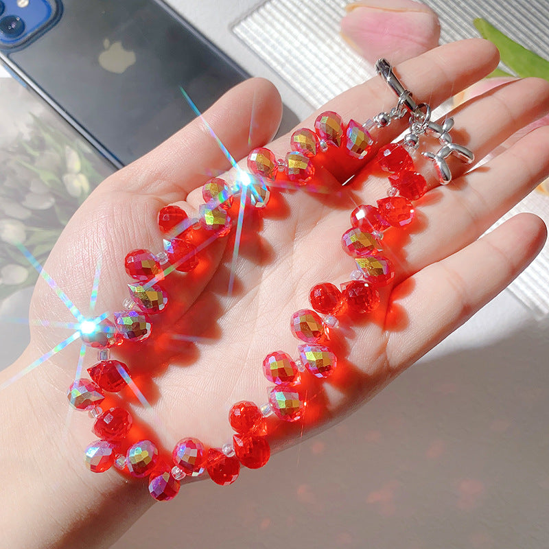 New Bling Rhinestone Strawberry Phone Lanyard Keychain Crystal Chain Pendant