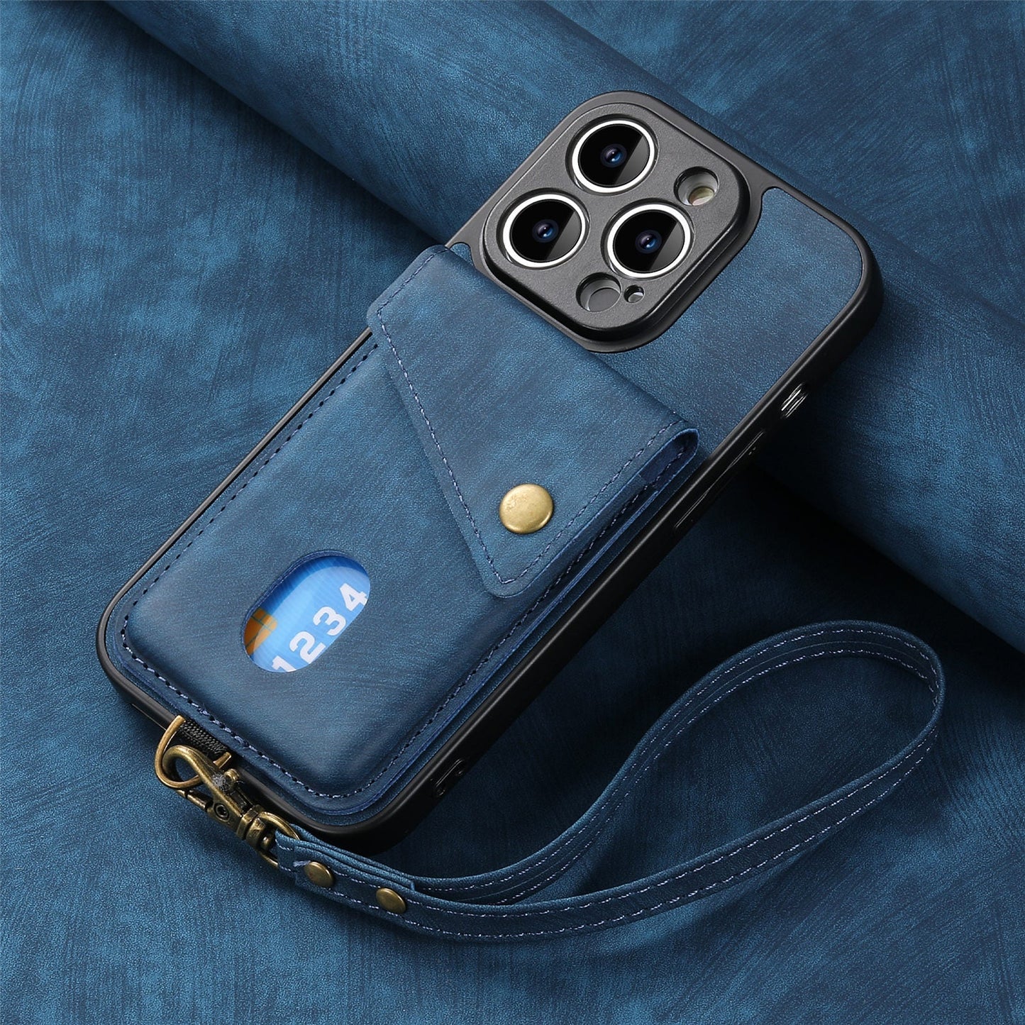 Big Sale - New Card Holder Leather Phone Case with Lanyard for iPhone 14/13/12/Pro/Plus/Mini/Pro Max