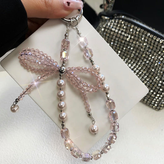New Bling Rhinestone Crystal Bow Phone Lanyard Keychain Crystal Chain Pendant