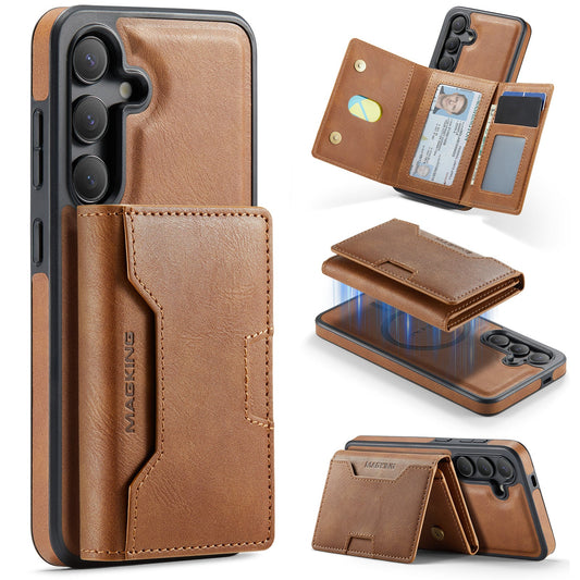 New 2-IN-1 RFID Blocking Wallet Card Holder Leather Phone Case for Samsung Galaxy S25