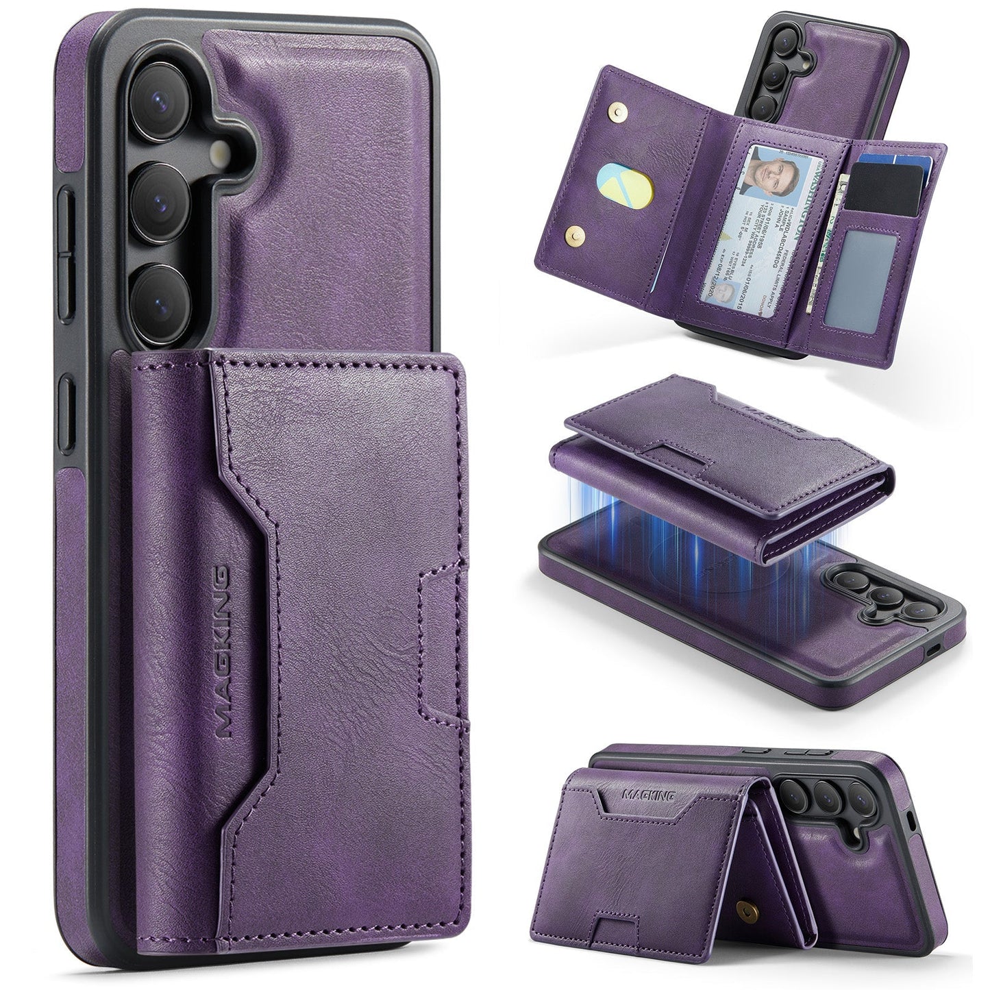 New 2-IN-1 RFID Blocking Wallet Card Holder Leather Phone Case for Samsung Galaxy S24+