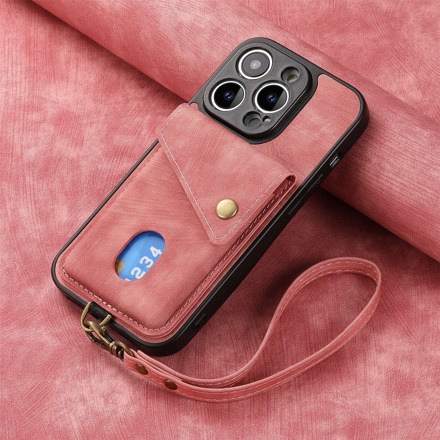 Big Sale - New Card Holder Leather Phone Case with Lanyard for iPhone 14/13/12/Pro/Plus/Mini/Pro Max