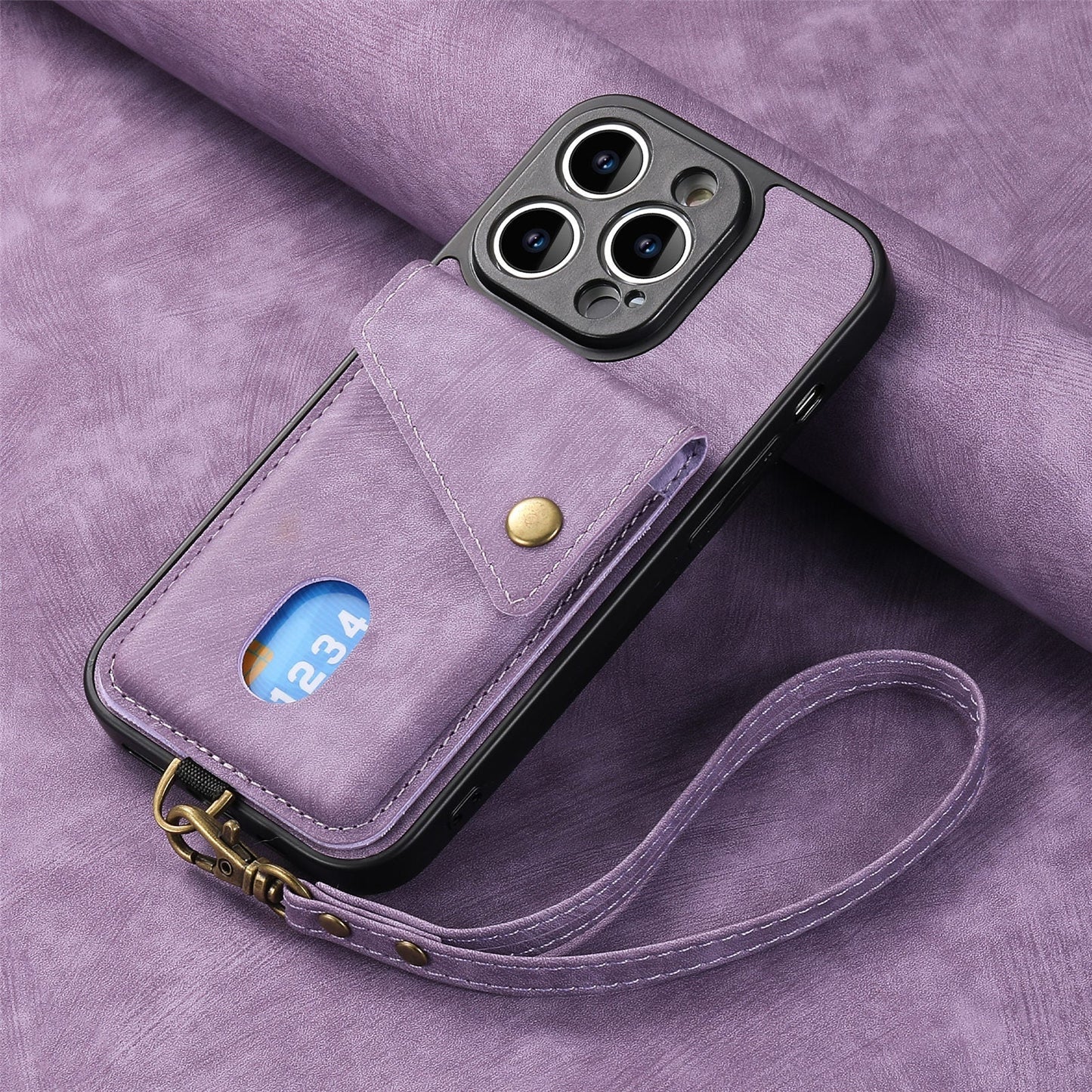 Big Sale - New Card Holder Leather Phone Case with Lanyard for iPhone 14/13/12/Pro/Plus/Mini/Pro Max