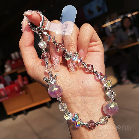 New Bling Crystal Beads Phone Lanyard Keychain Crystal Chain Pendant