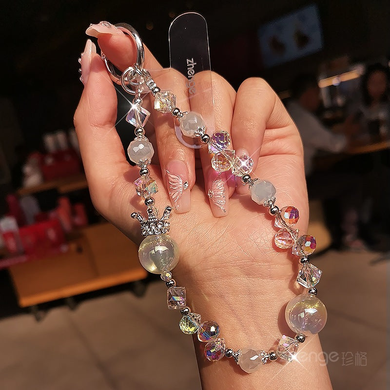 New Bling Crystal Beads Phone Lanyard Keychain Crystal Chain Pendant