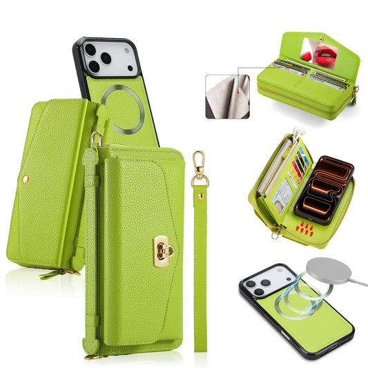 New Crossbody  2-In-1 RFID Blocking Zipper Wallet Case for iPhone 17 Pro Max