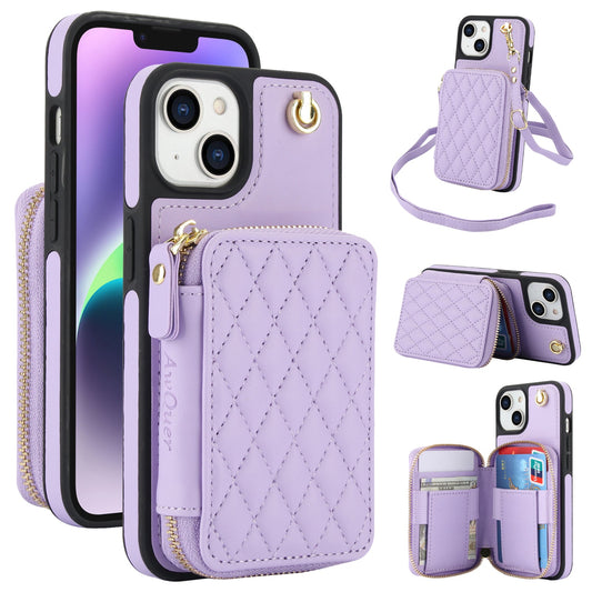 New RFID Blocking Crossbody Zipper Wallet Leather Phone Case for iPhone