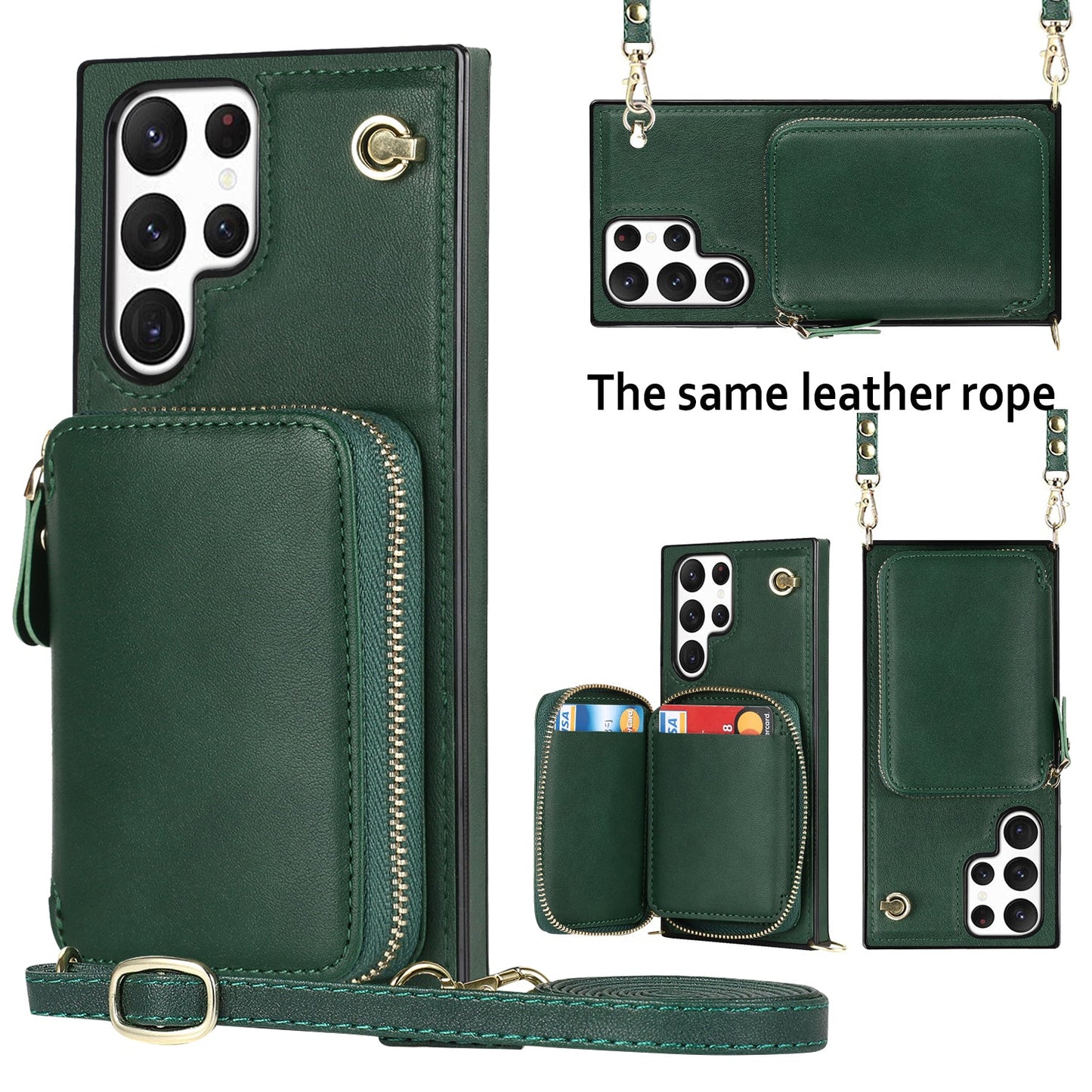 New Crossbody Zipper Wallet Leather Phone Case for Samsung