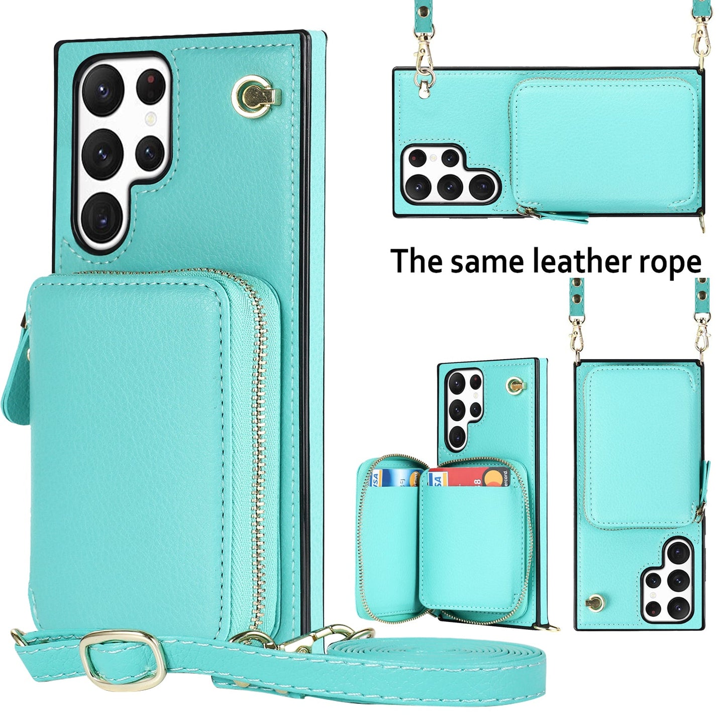 New Crossbody Zipper Wallet Leather Phone Case for Samsung