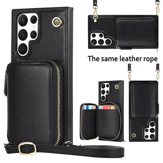 New Crossbody Zipper Wallet Leather Phone Case for Samsung