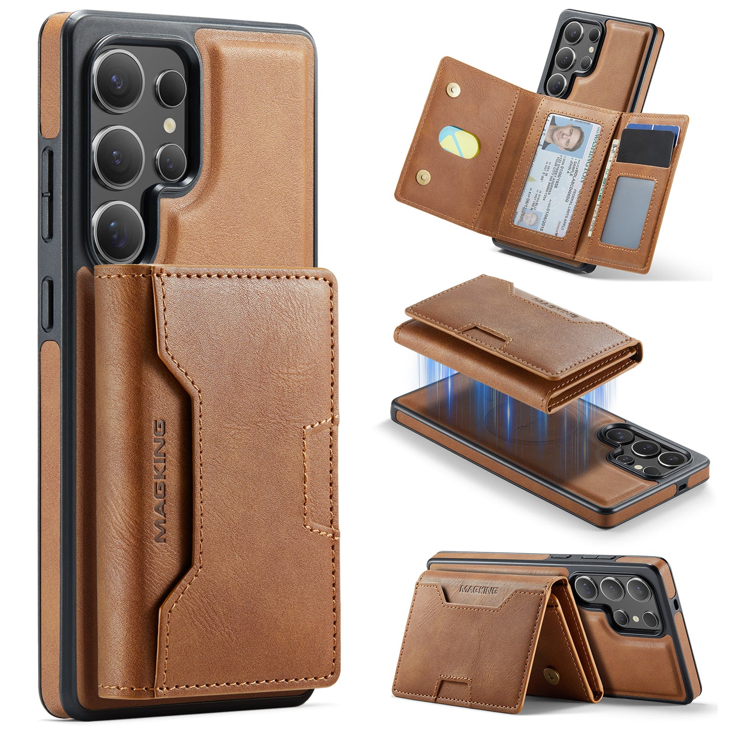 New 2-IN-1 RFID Blocking Wallet Card Holder Leather Phone Case for Samsung Galaxy S25 Ultra