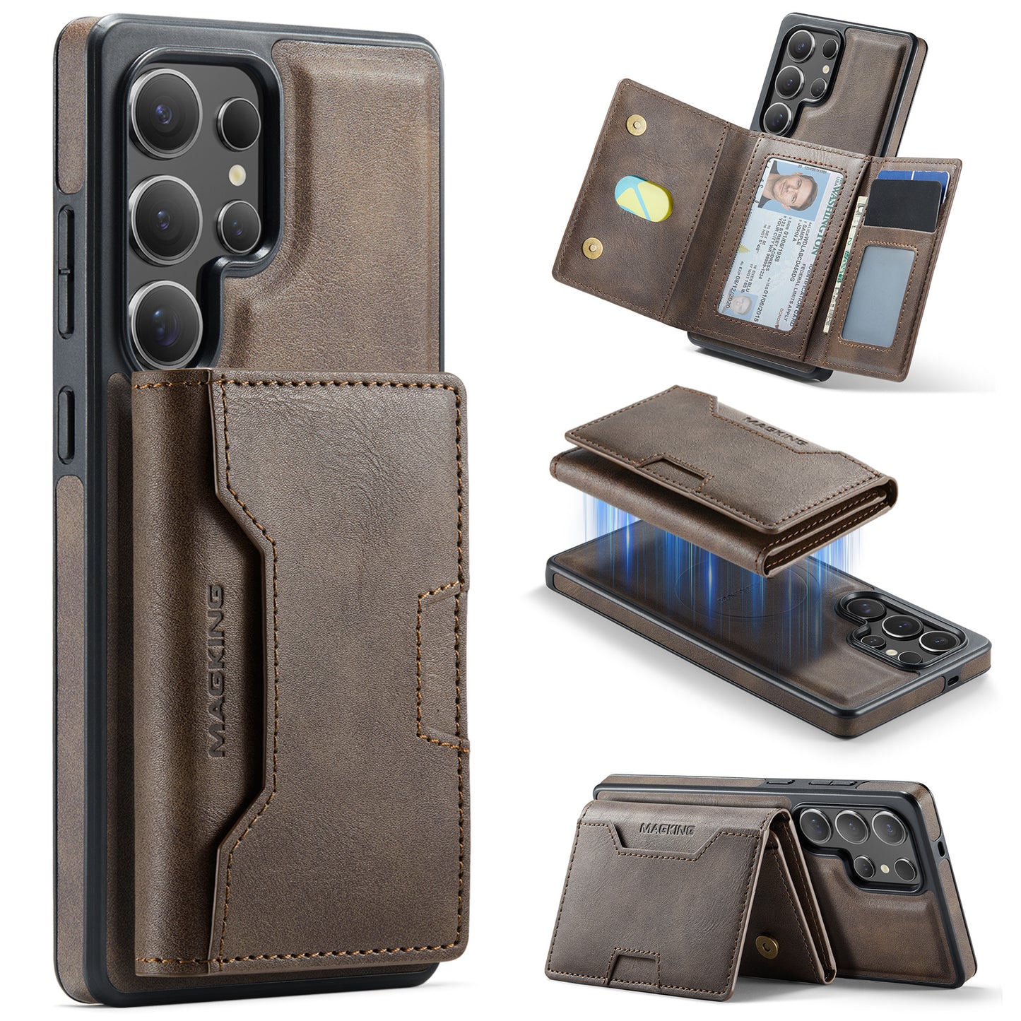 New 2-IN-1 RFID Blocking Wallet Card Holder Leather Phone Case for Samsung Galaxy S25 Ultra