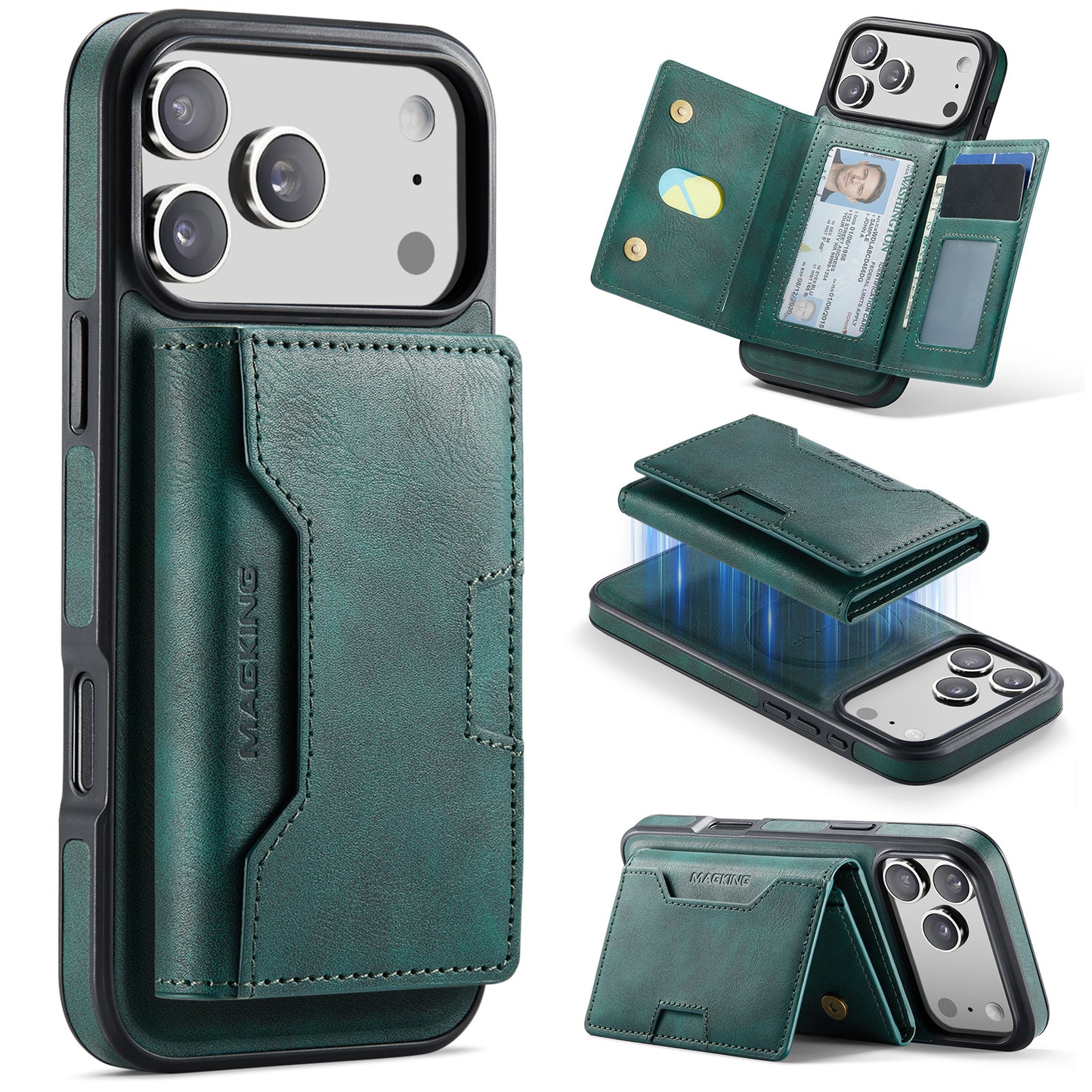 New 2-IN-1 RFID Blocking Wallet Card Holder Leather Phone Case for iPhone 17 Pro Max