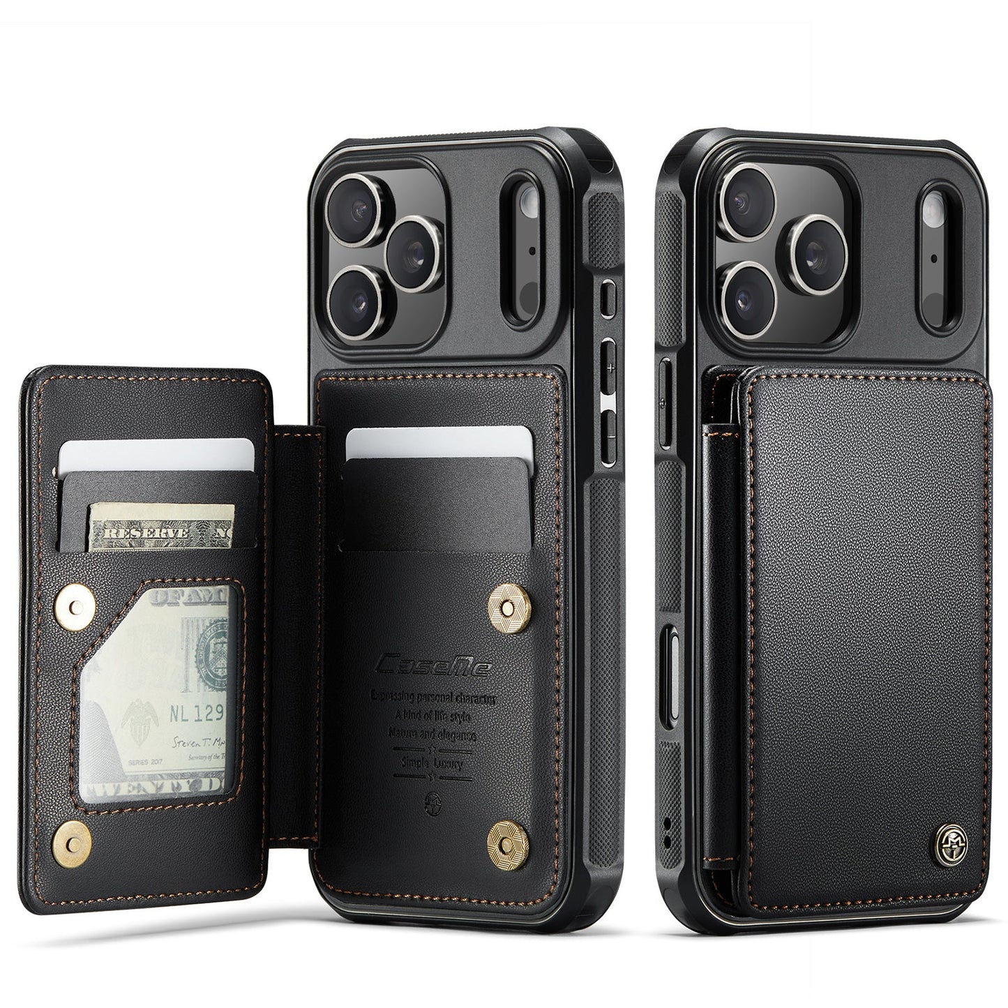 New RFID Blocking Card Holder Leather Phone Case for iPhone Air/17/17 Pro/17 Pro Max