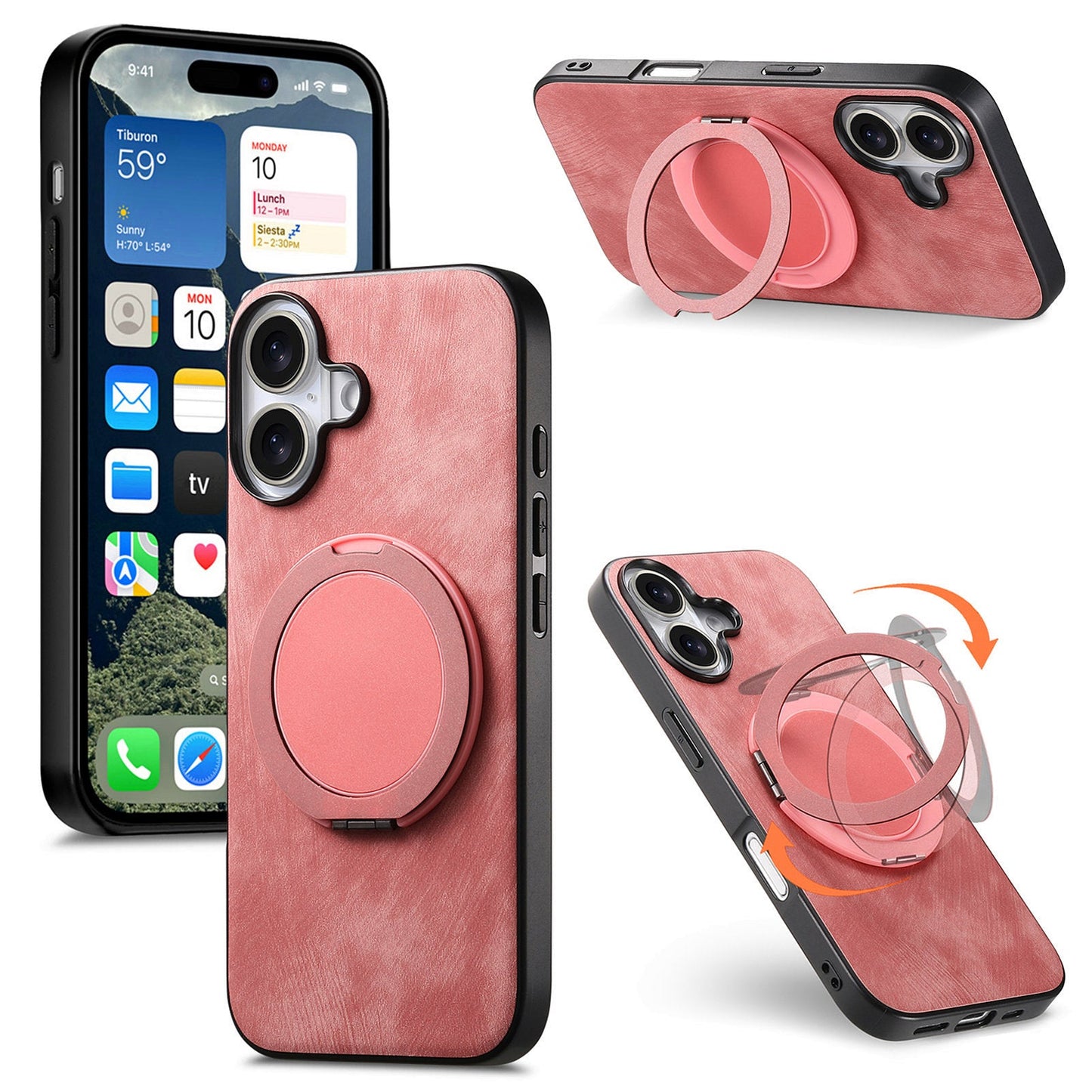 New Round Rotating Magnetic Ring Phone Case for iPhone