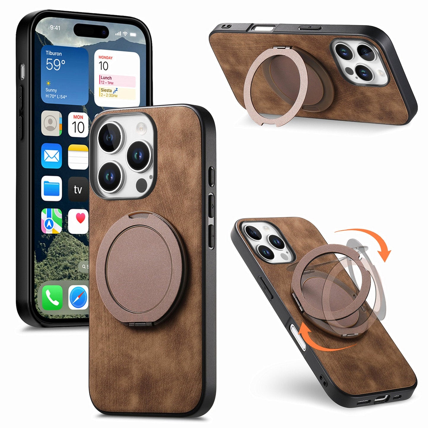 New Round Rotating Magnetic Ring Phone Case for iPhone