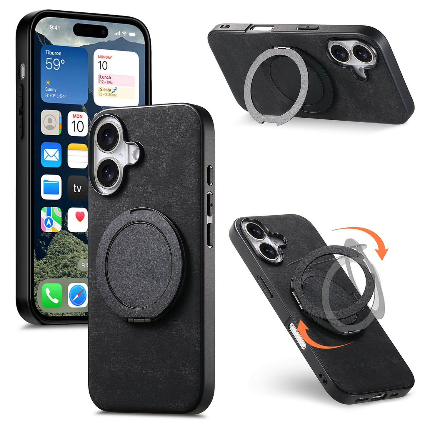 New Round Rotating Magnetic Ring Phone Case for iPhone