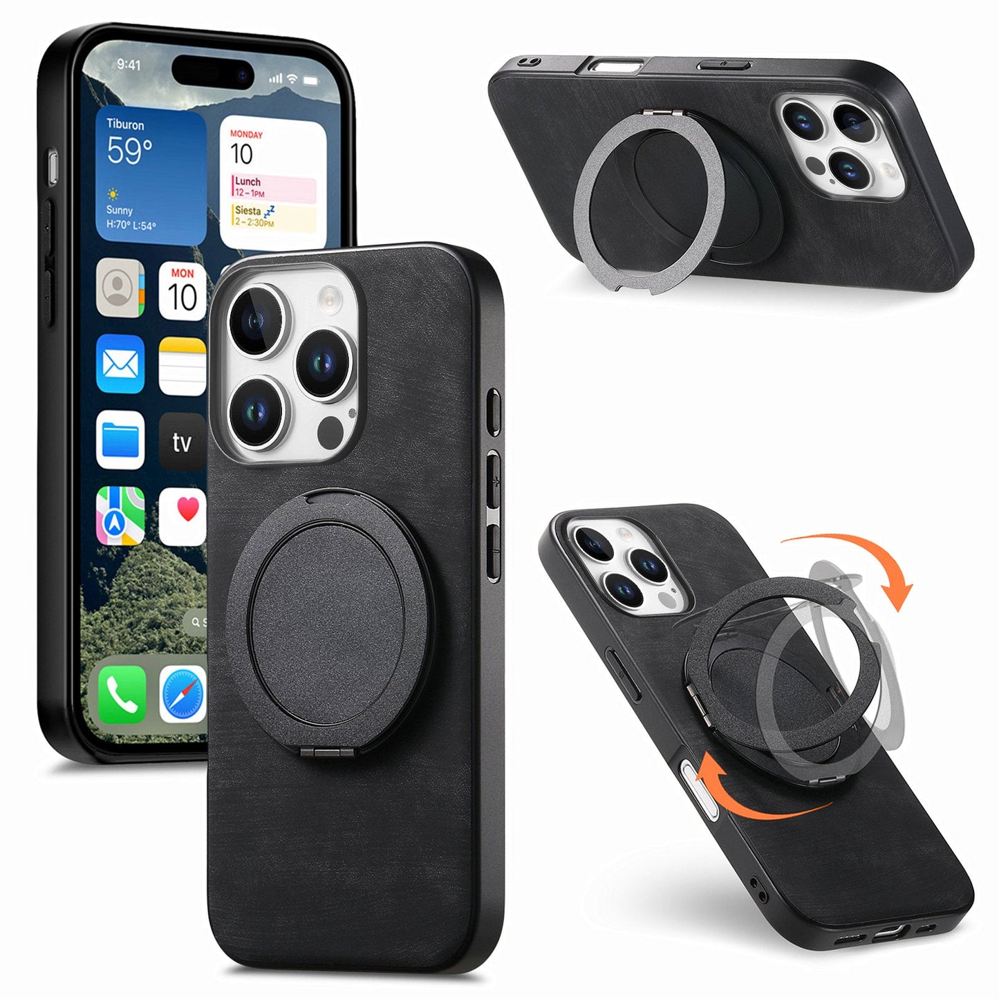 New Round Rotating Magnetic Ring Phone Case for iPhone