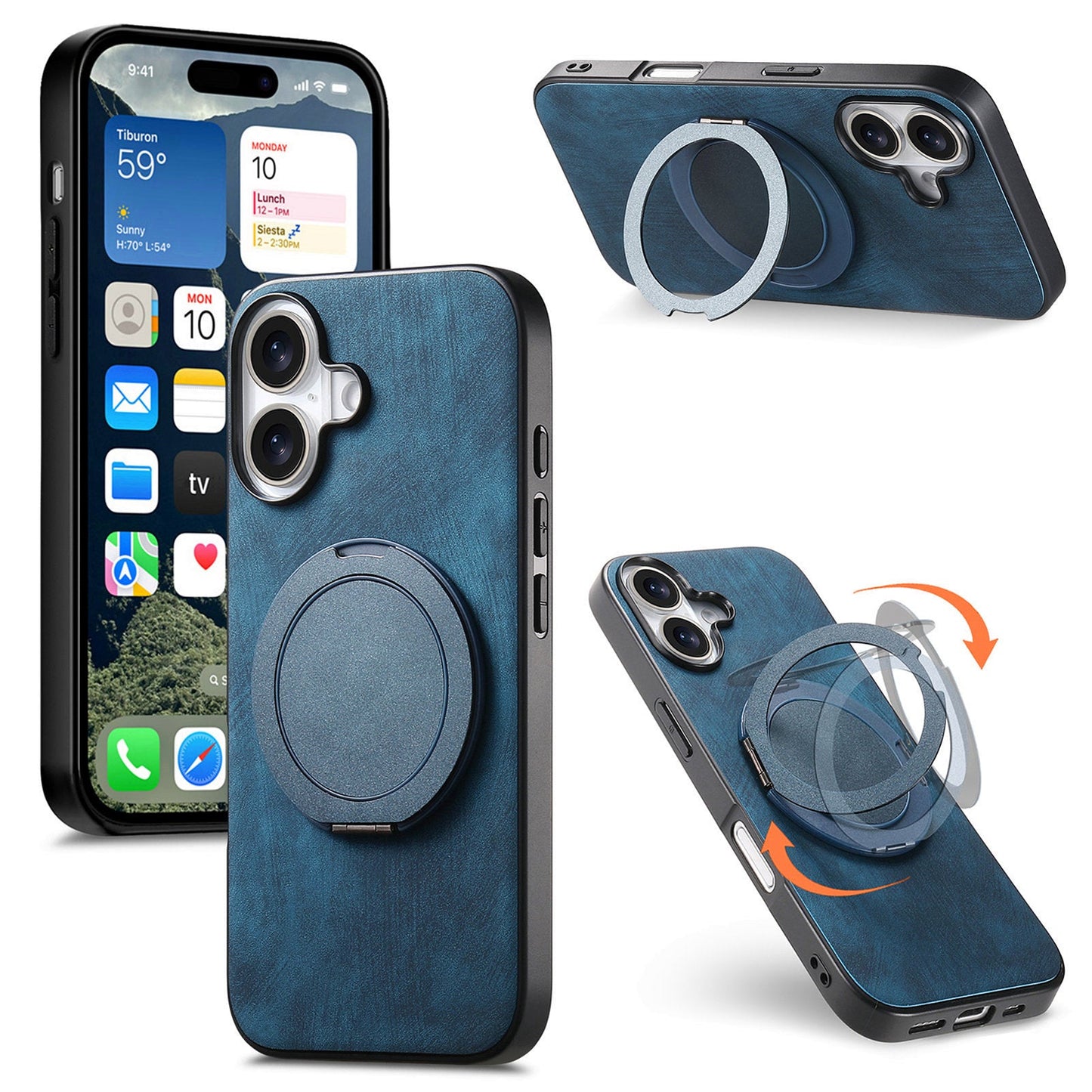 New Round Rotating Magnetic Ring Phone Case for iPhone