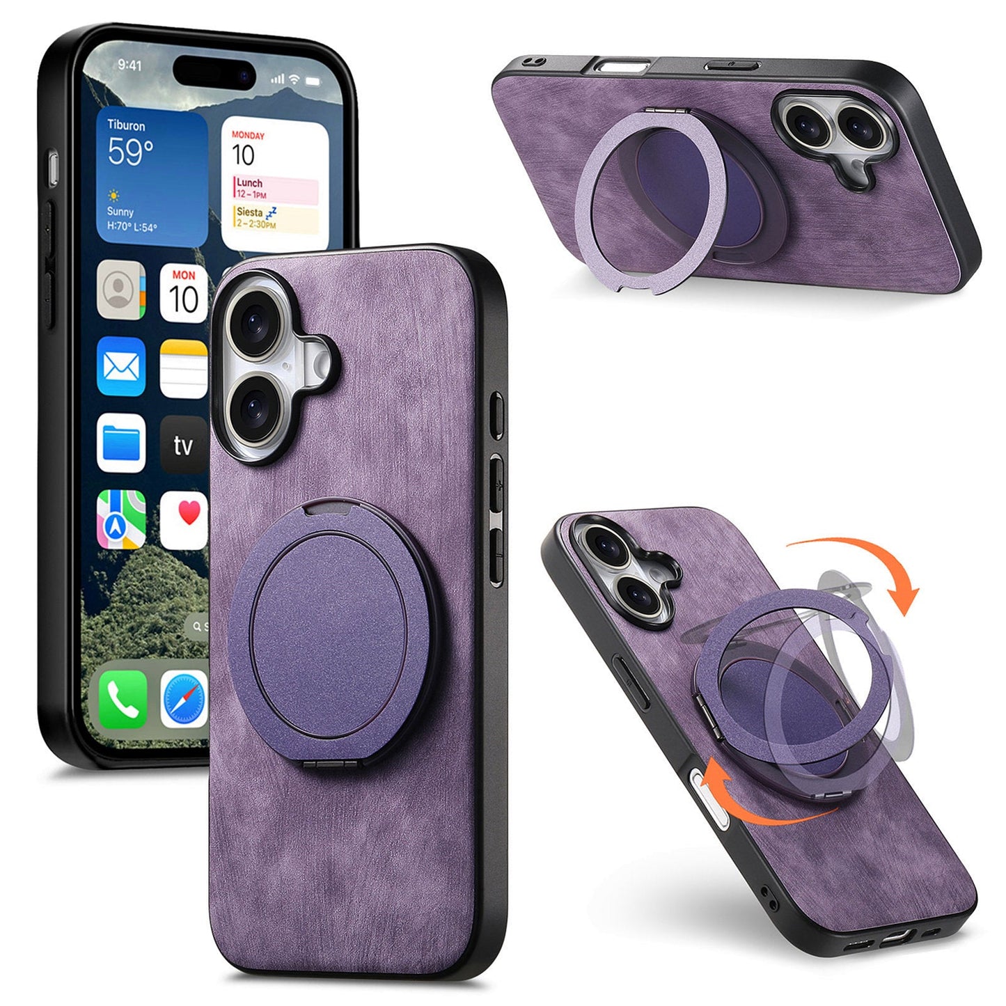 New Round Rotating Magnetic Ring Phone Case for iPhone