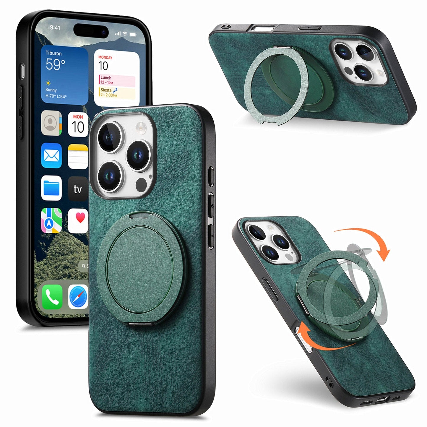 New Round Rotating Magnetic Ring Phone Case for iPhone