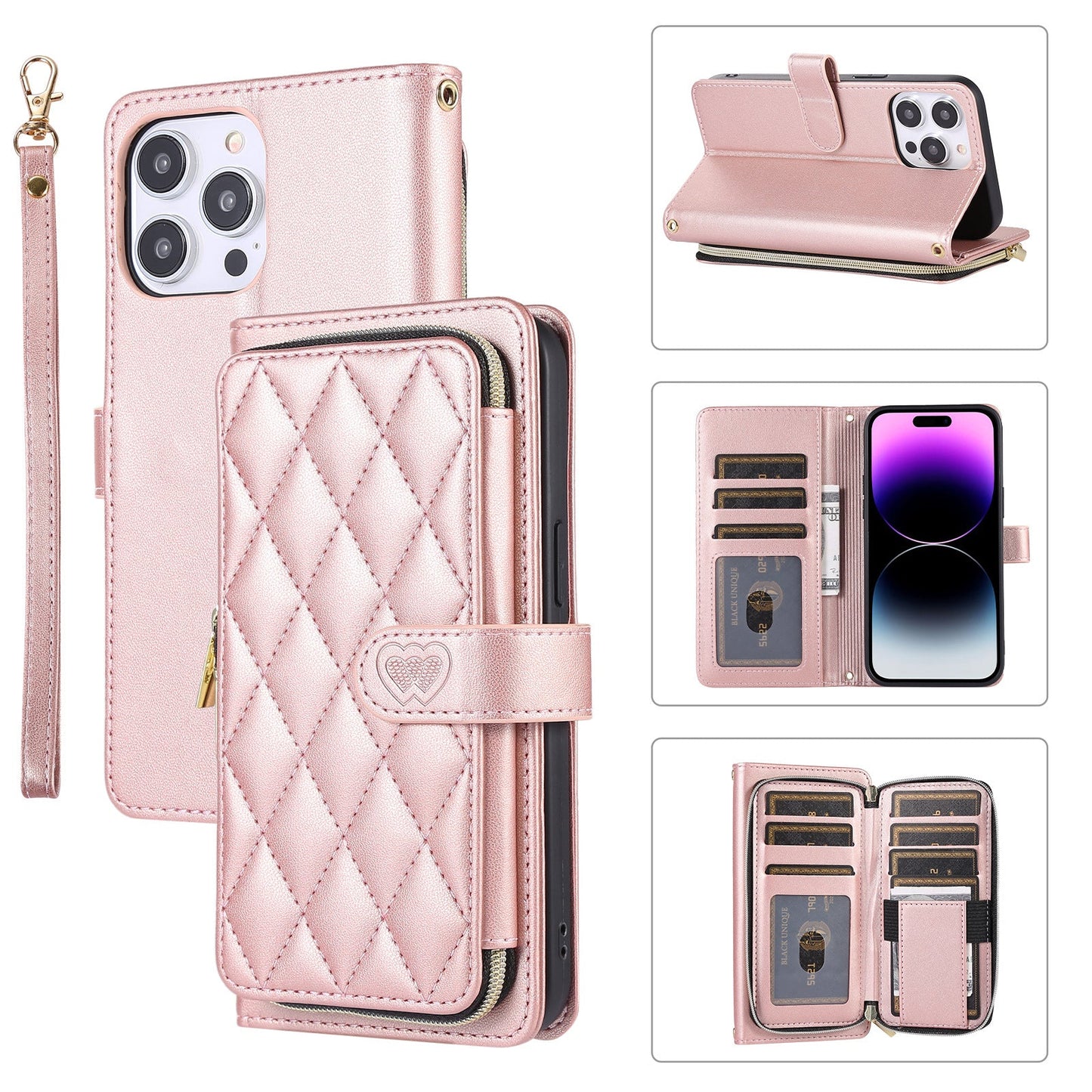 New Zipper Wallet Leather Card Holder Phone Case for iPhone