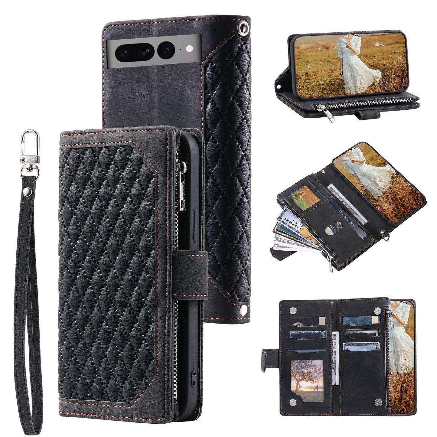 New Zipper Wallet Leather Phone Case for Google Pixel
