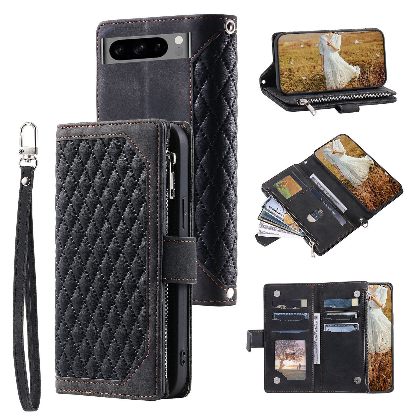 New Zipper Wallet Leather Phone Case for Google Pixel