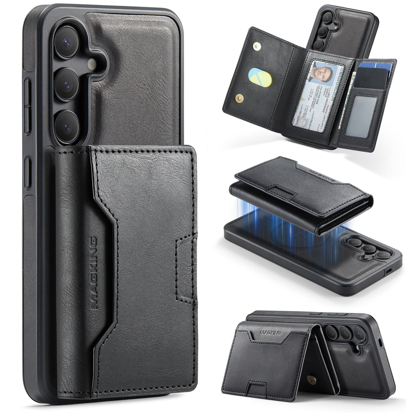 New 2-IN-1 RFID Blocking Wallet Card Holder Leather Phone Case for Samsung Galaxy S24+