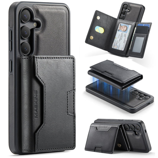 New 2-IN-1 RFID Blocking Wallet Card Holder Leather Phone Case for Samsung Galaxy S25