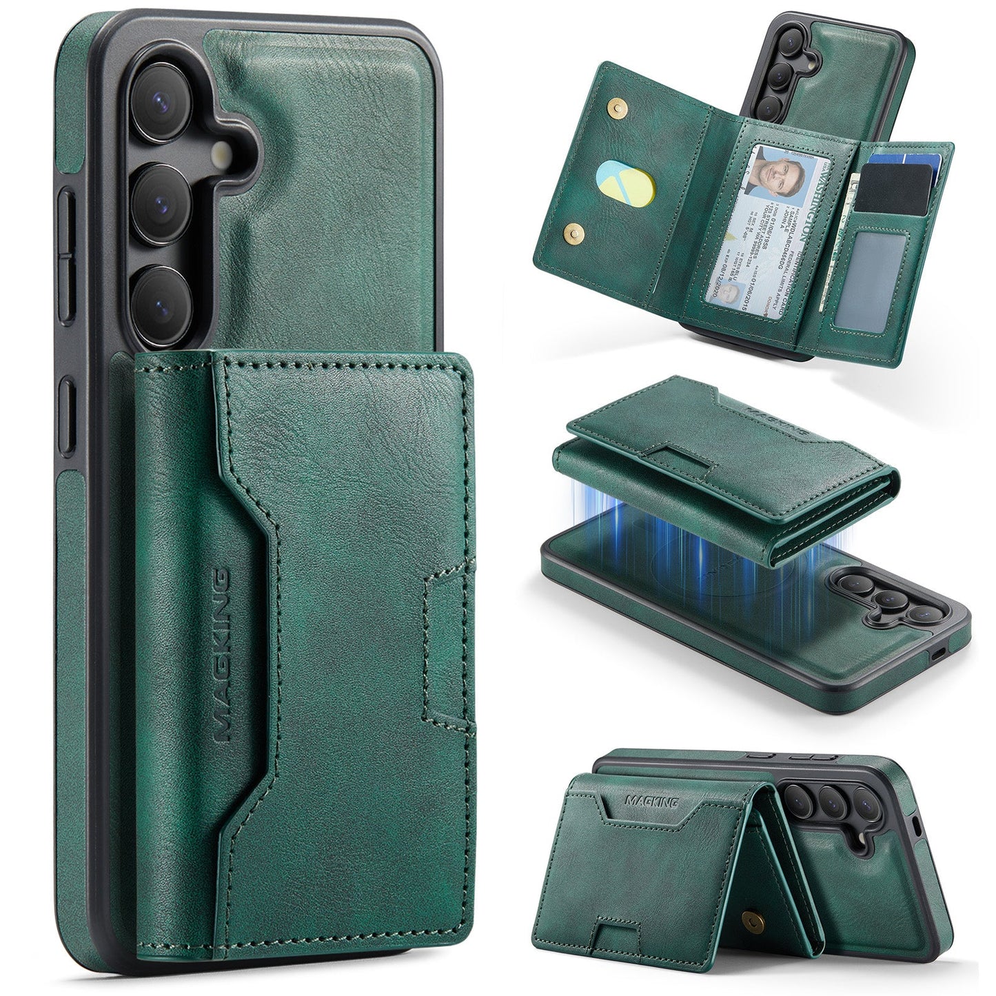 New 2-IN-1 RFID Blocking Wallet Card Holder Leather Phone Case for Samsung Galaxy S25