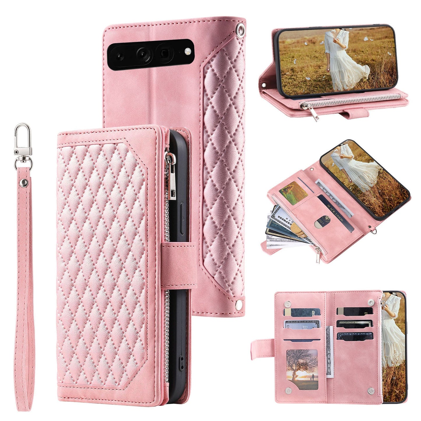 New Zipper Wallet Leather Phone Case for Google Pixel