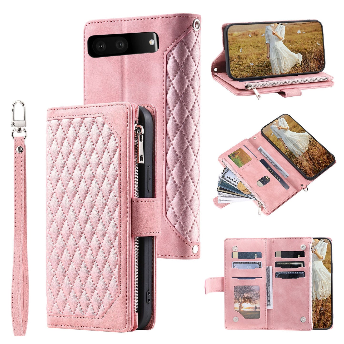 New Zipper Wallet Leather Phone Case for Google Pixel