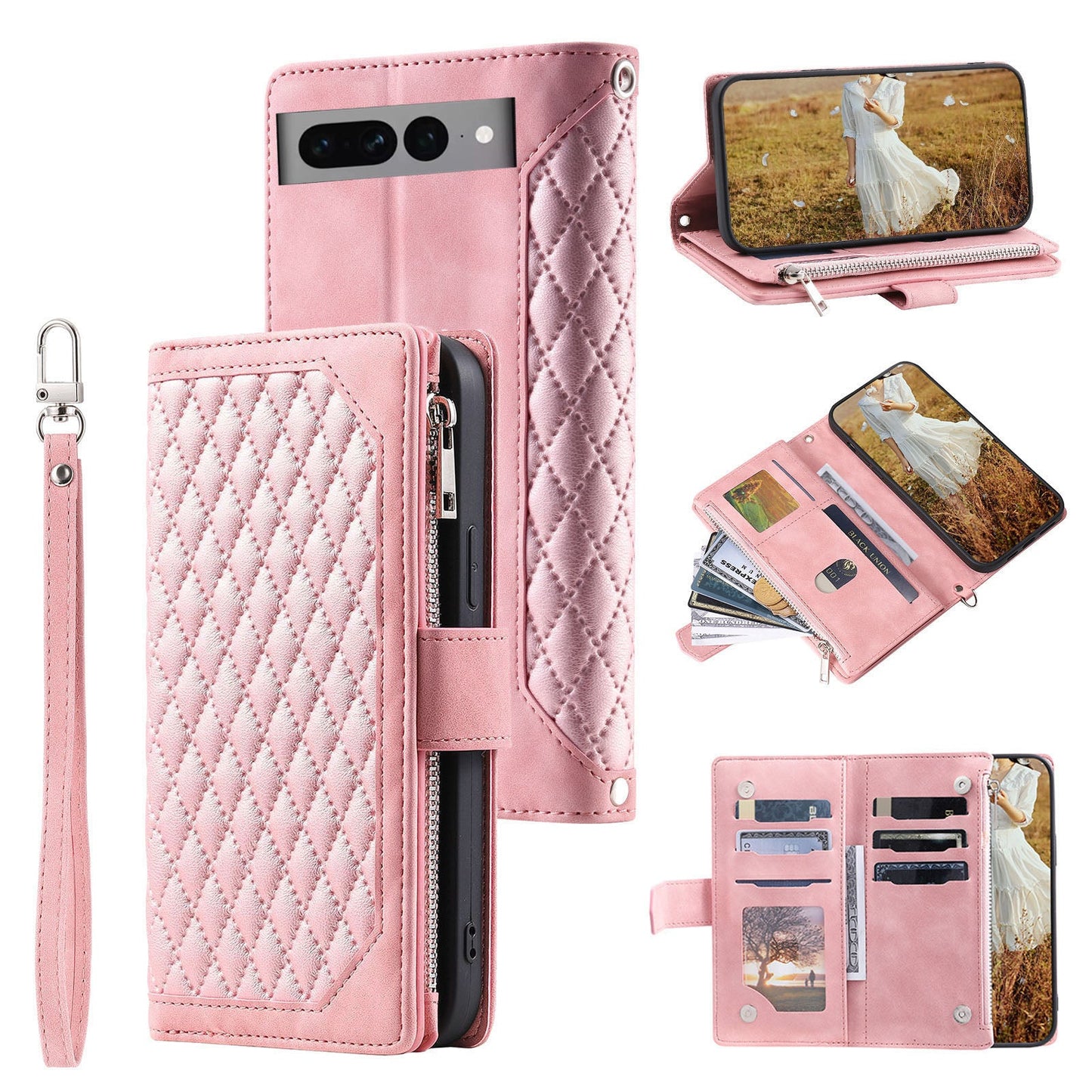 New Zipper Wallet Leather Phone Case for Google Pixel