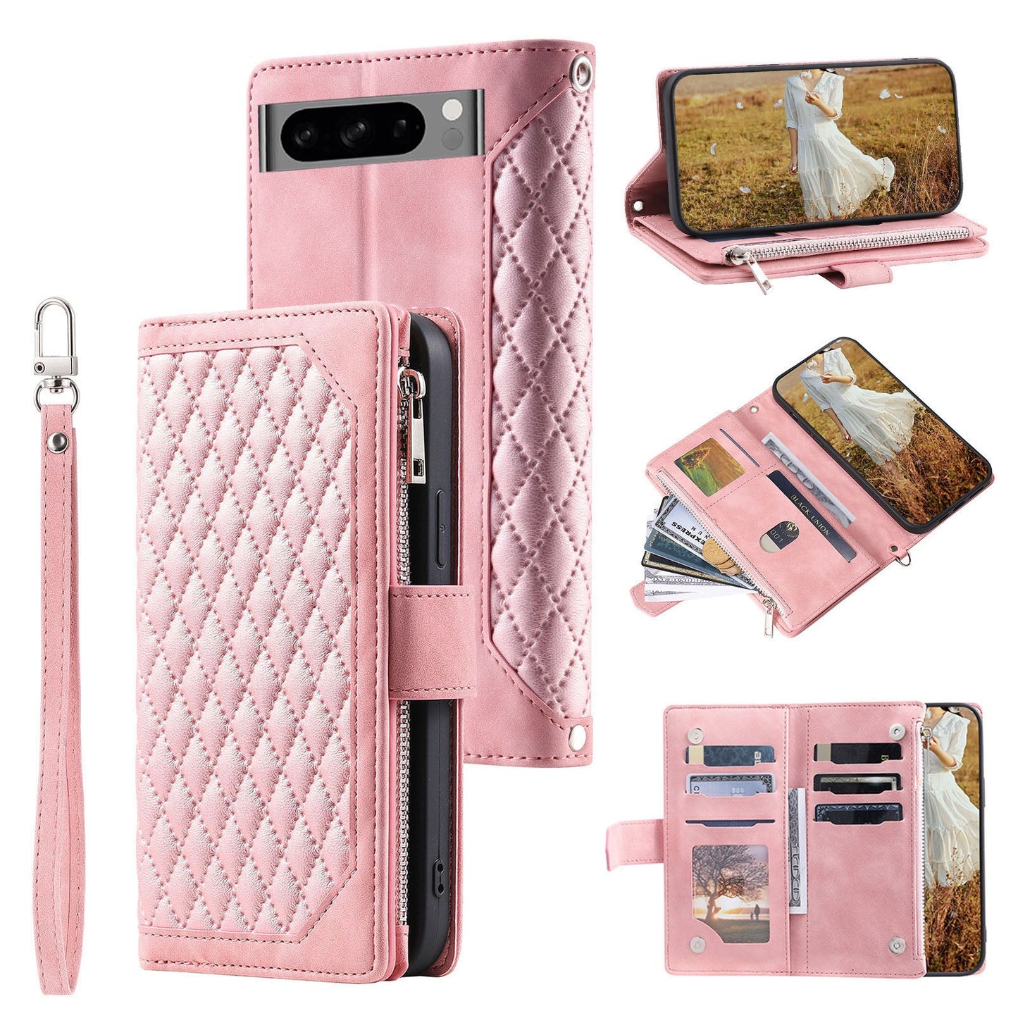 New Zipper Wallet Leather Phone Case for Google Pixel