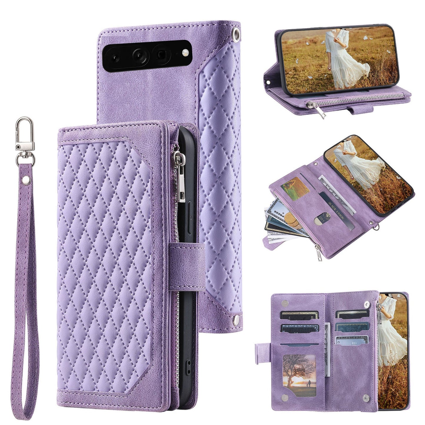 New Zipper Wallet Leather Phone Case for Google Pixel