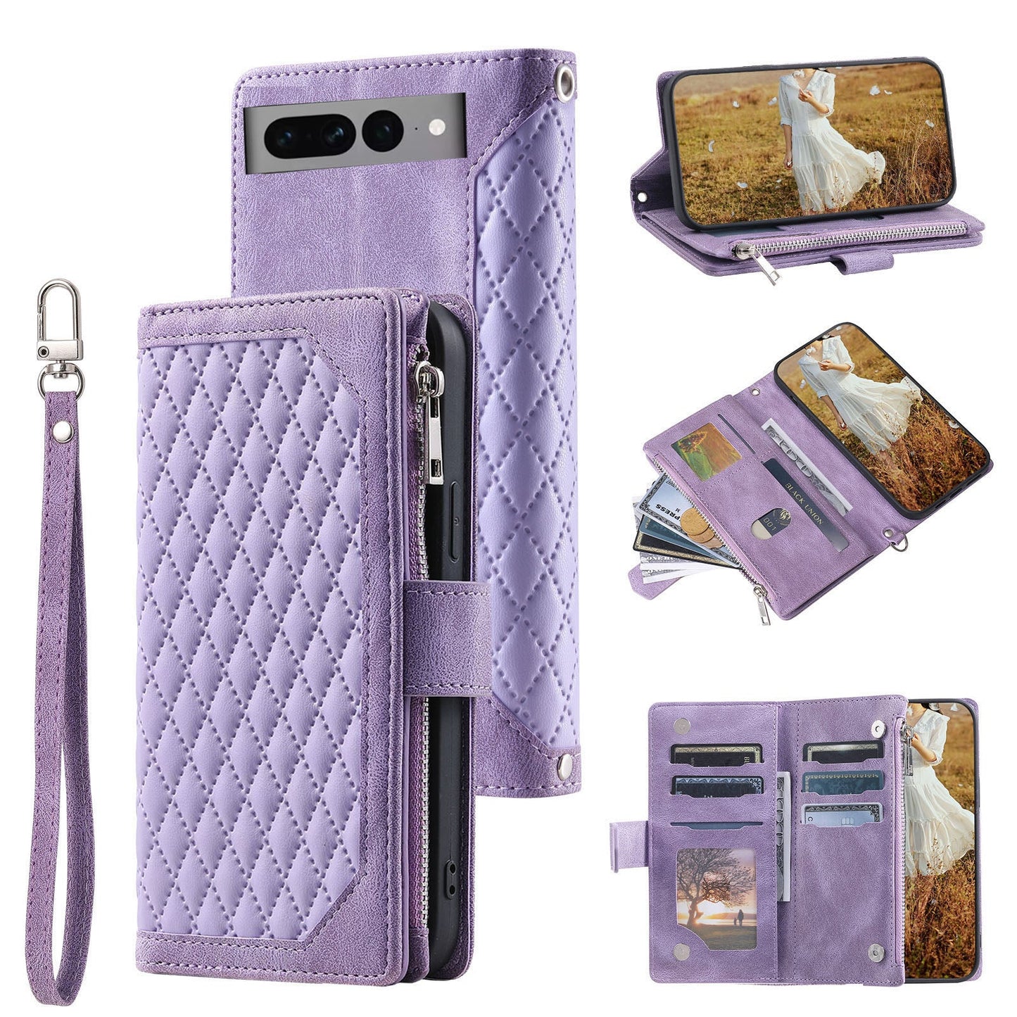 New Zipper Wallet Leather Phone Case for Google Pixel