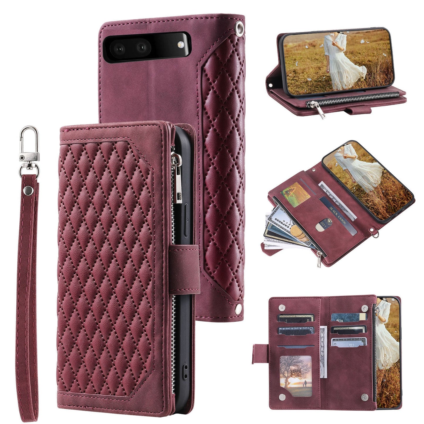 New Zipper Wallet Leather Phone Case for Google Pixel