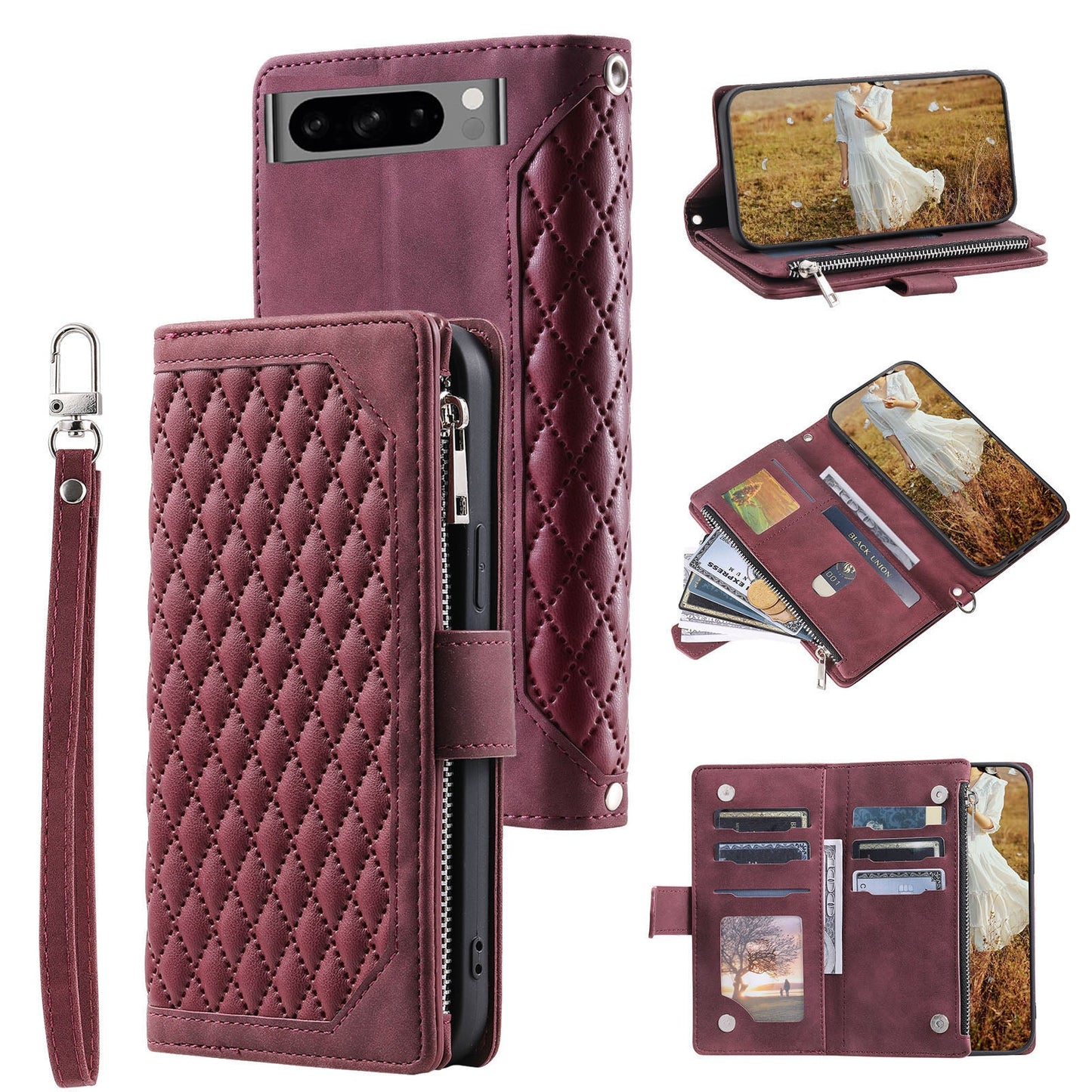 New Zipper Wallet Leather Phone Case for Google Pixel