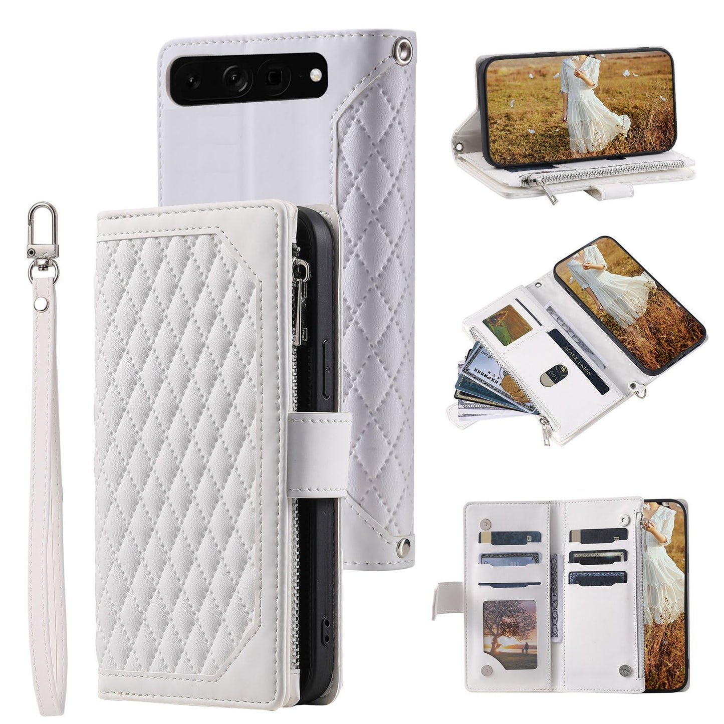 New Zipper Wallet Leather Phone Case for Google Pixel