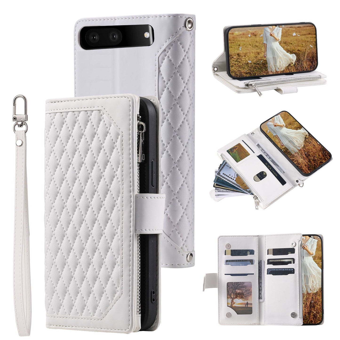 New Zipper Wallet Leather Phone Case for Google Pixel