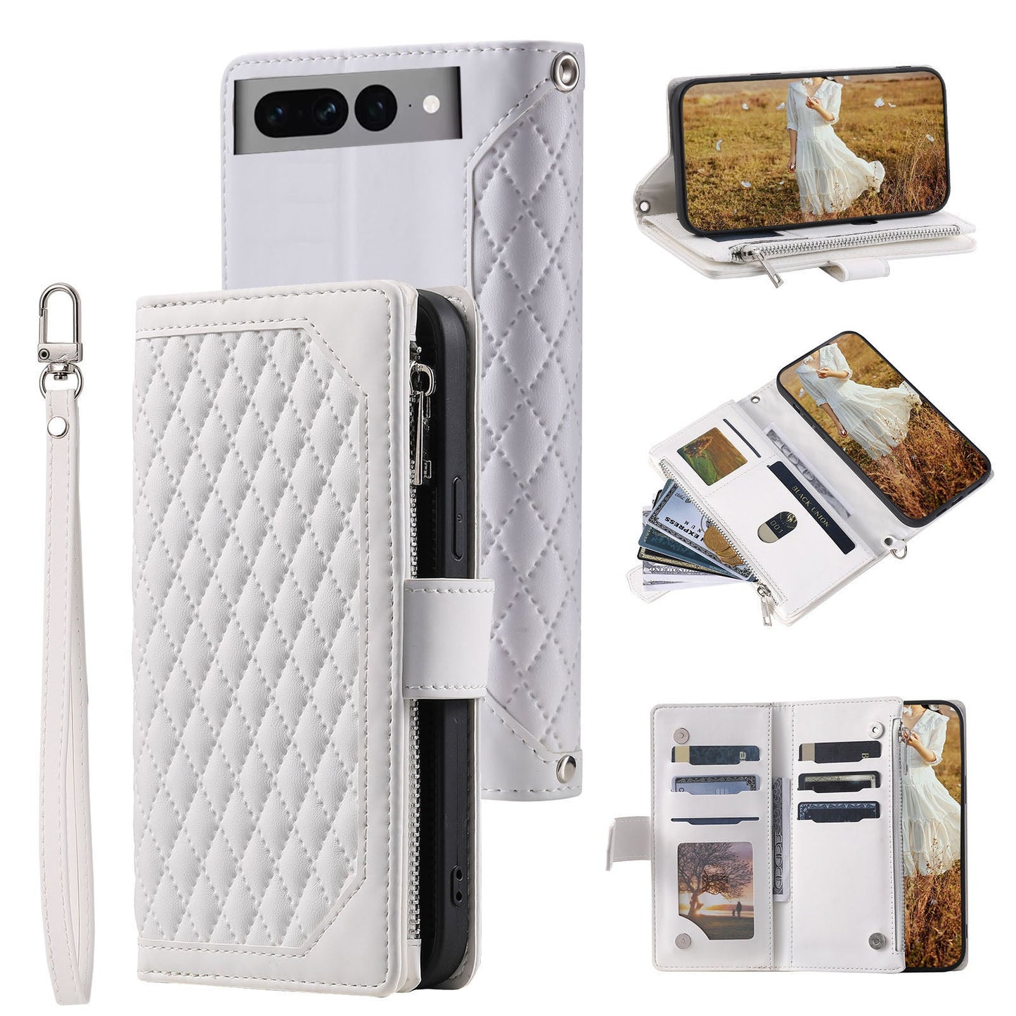 New Zipper Wallet Leather Phone Case for Google Pixel